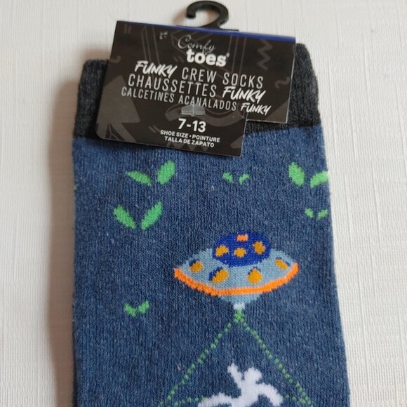ALIEN Socks BEAM ME UP Extra Terrestrial Comfy Toes FUNKY CREW SOCKS 7-13 - Picture 2 of 5